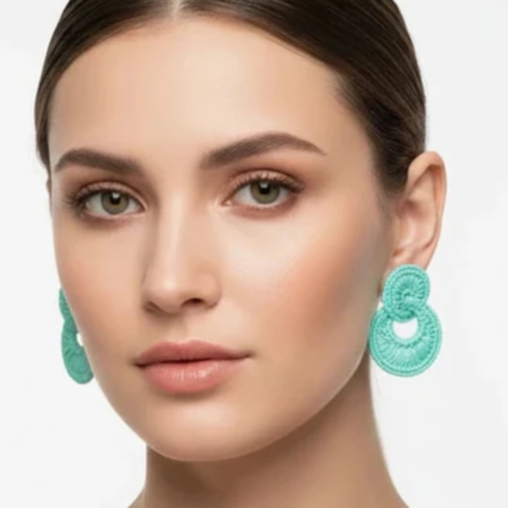 NWT Raffia Kayla Aqua Earrings